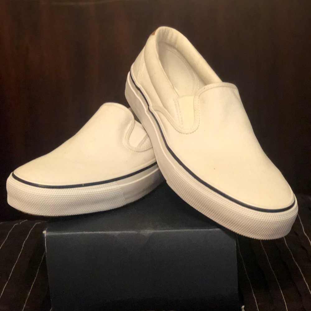 Sperry Men Key West Sport White Slip-ons 8.5W